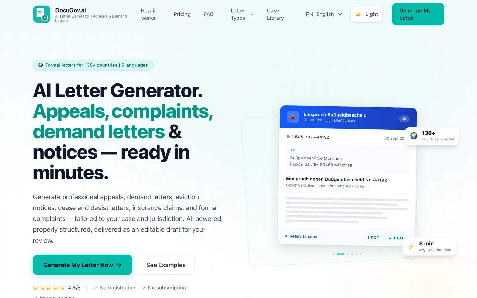 Screenshot of the DocuGov.ai website