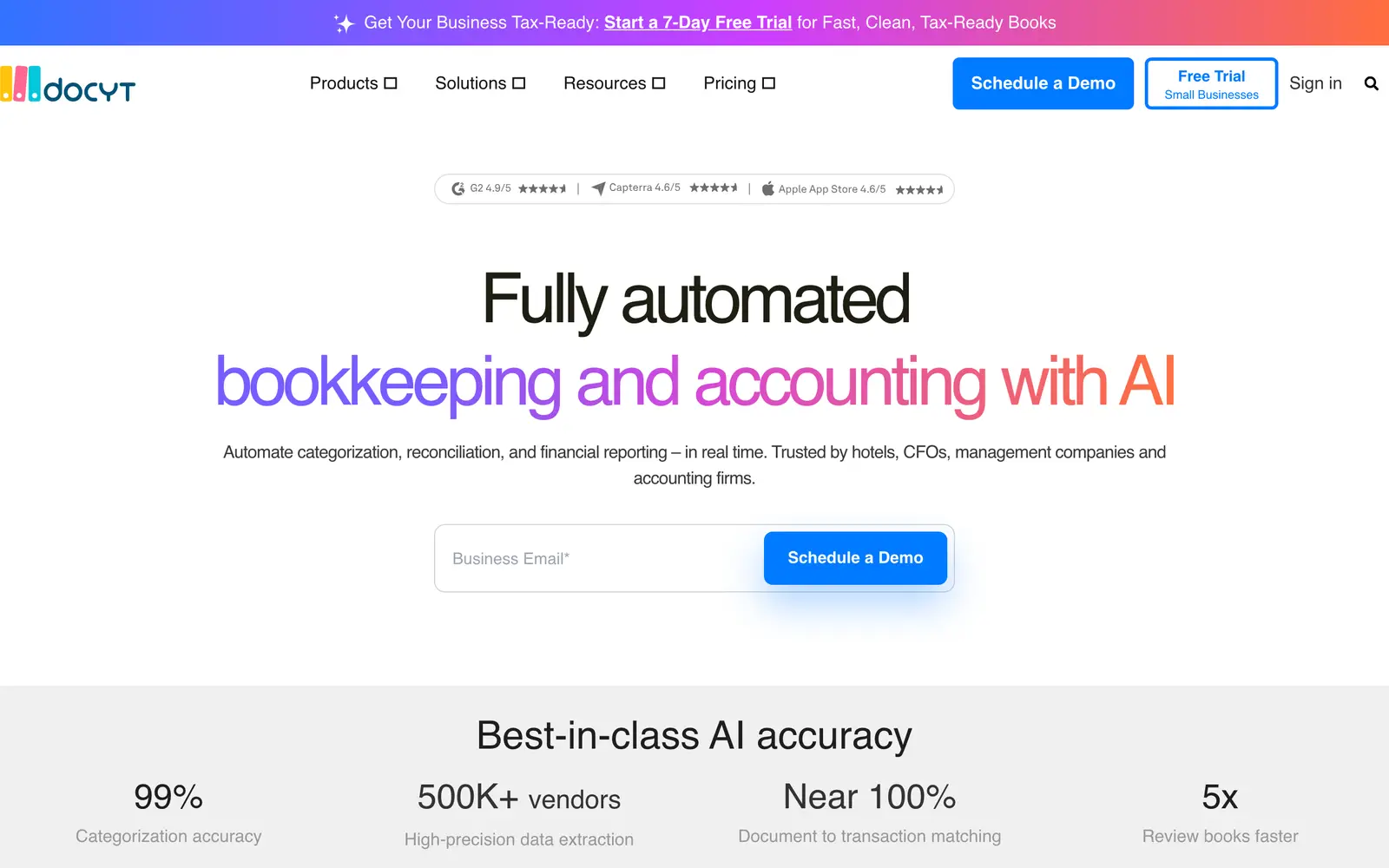 Screenshot of the Docyt website