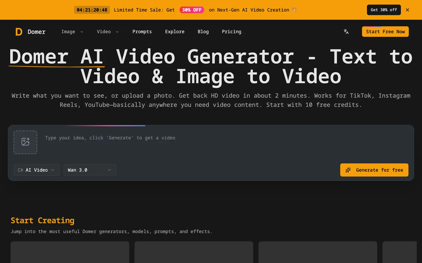 Screenshot of the Domer website