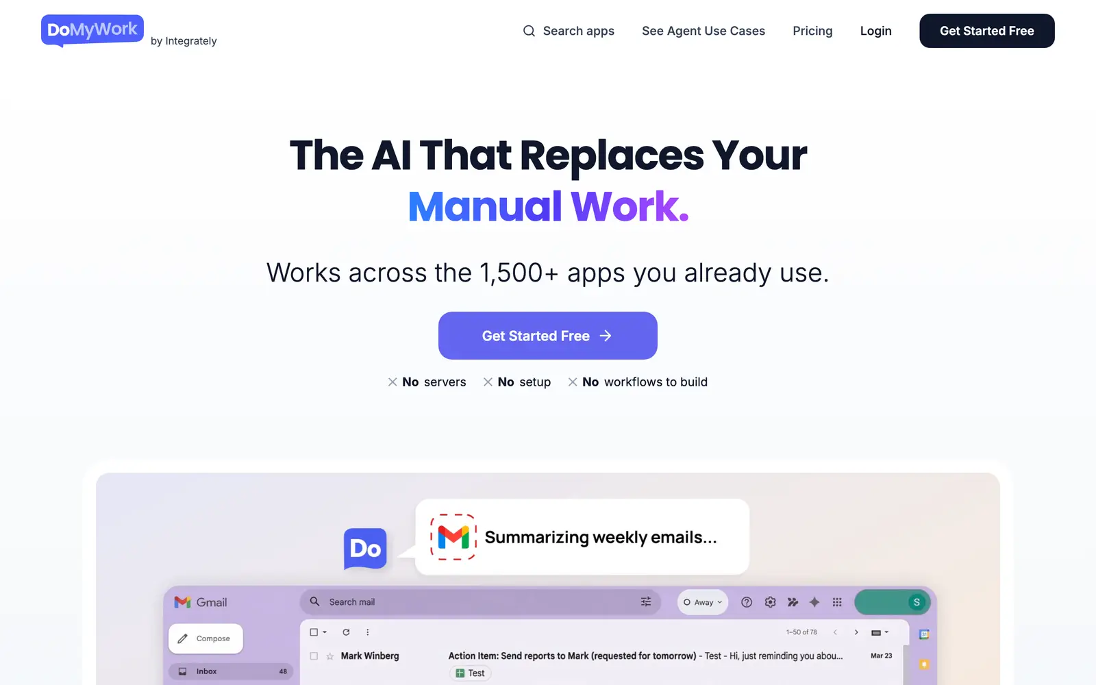 Screenshot of the DoMyWork website