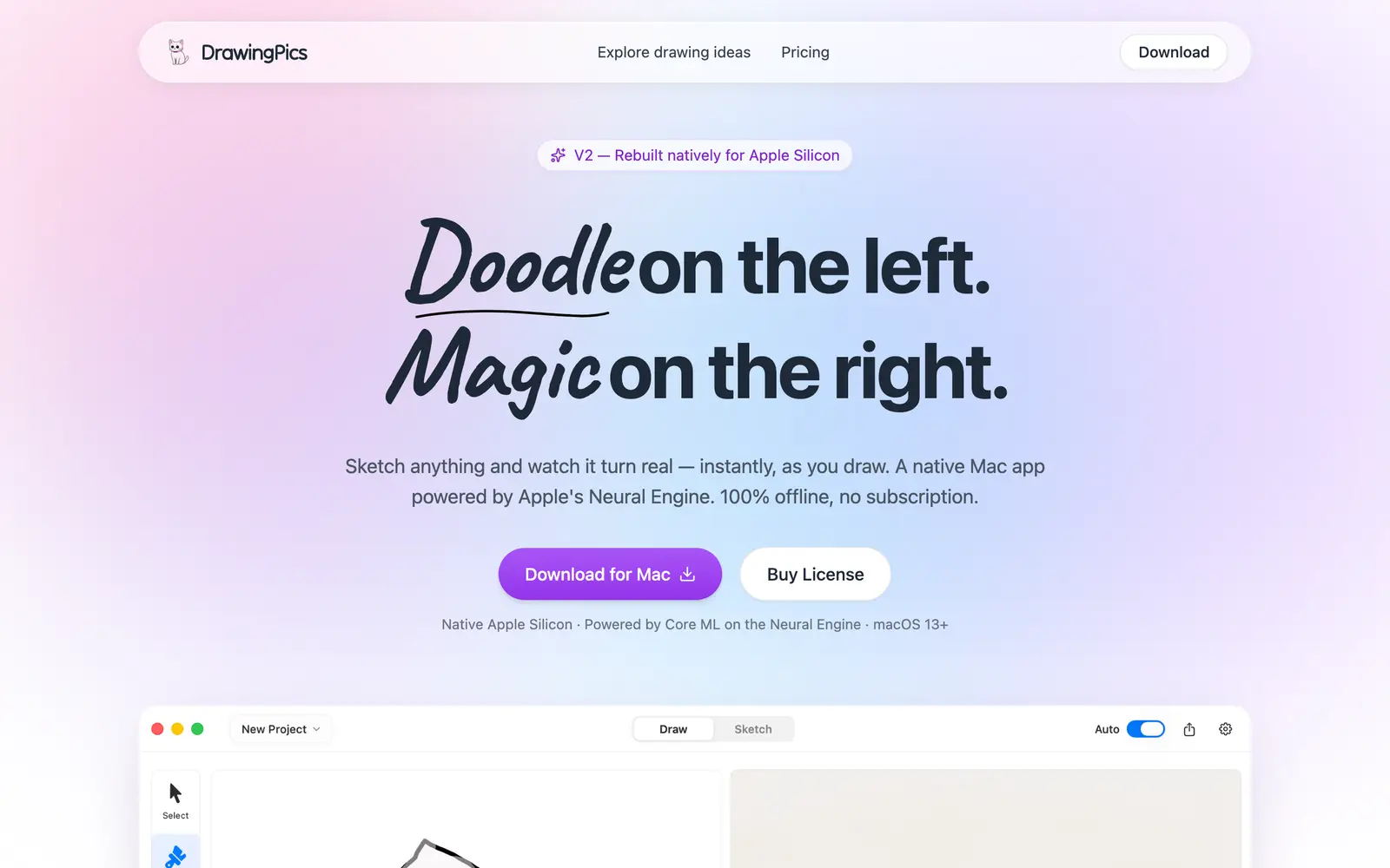 Screenshot of the DrawingPics website