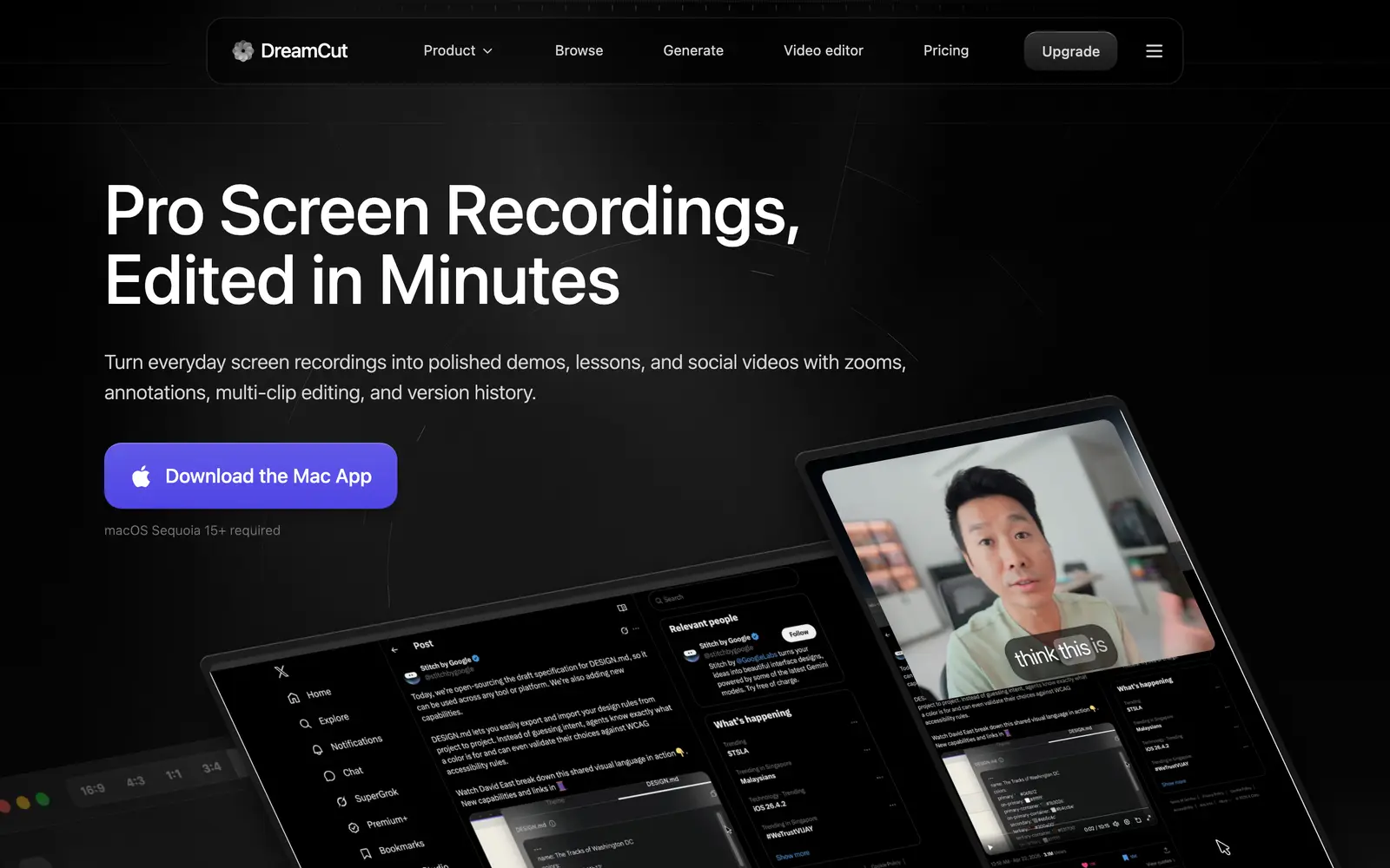 Screenshot of the DreamCut website