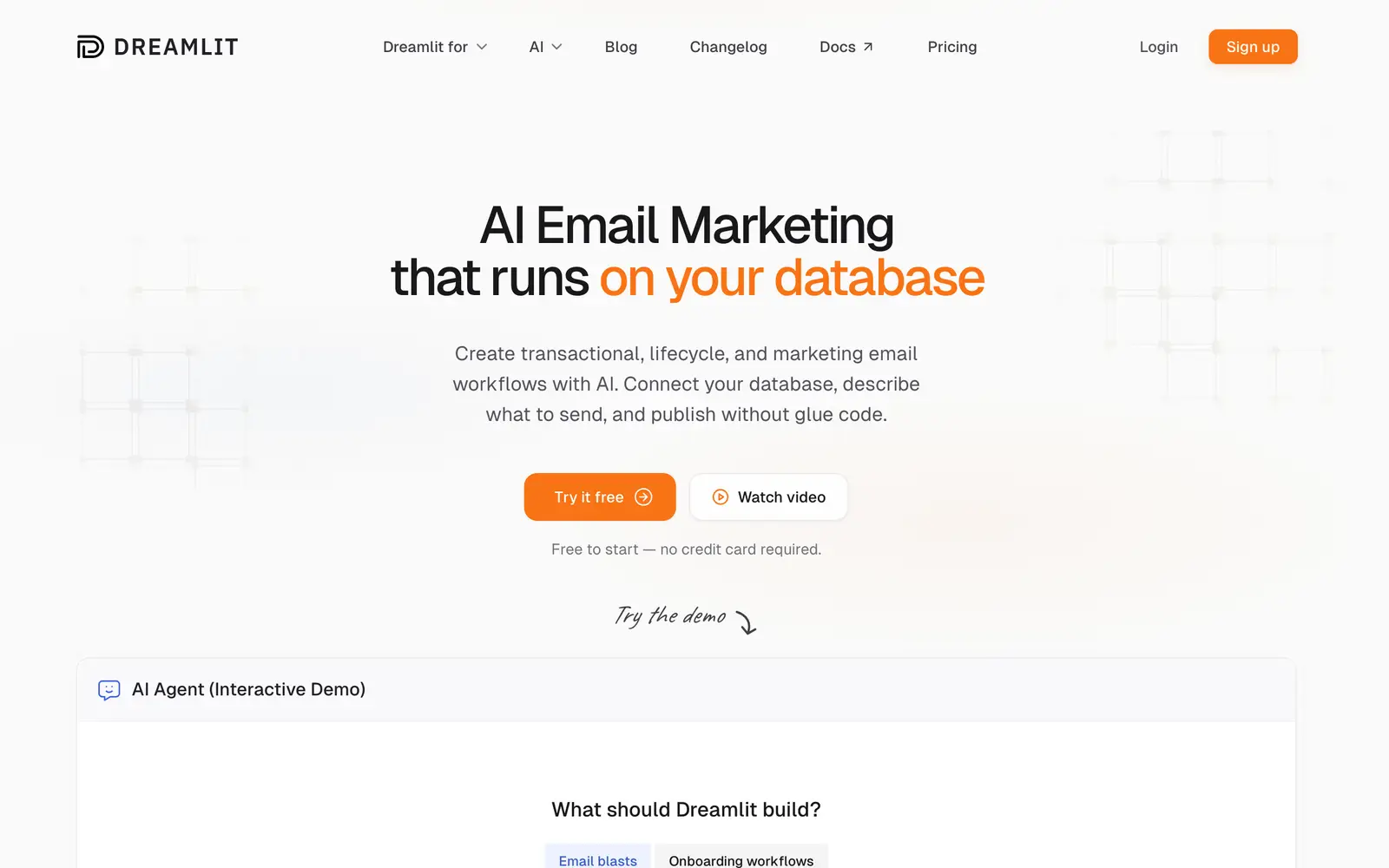 Screenshot of the Dreamlit website