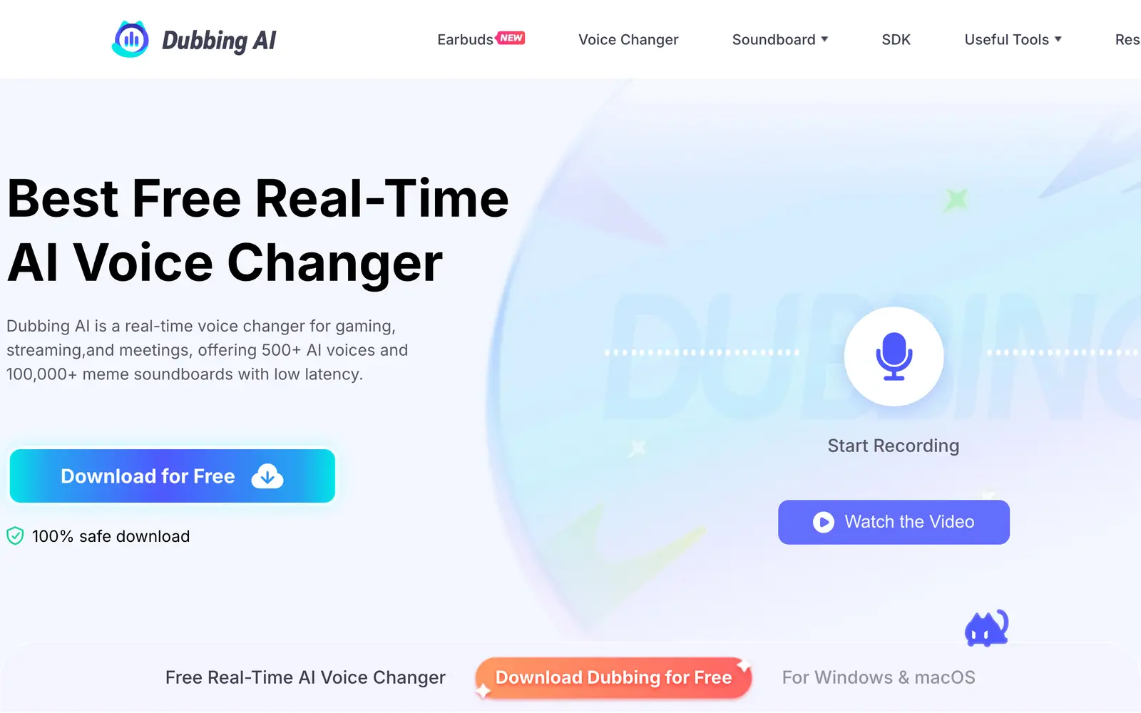 Screenshot of the Dubbing AI website
