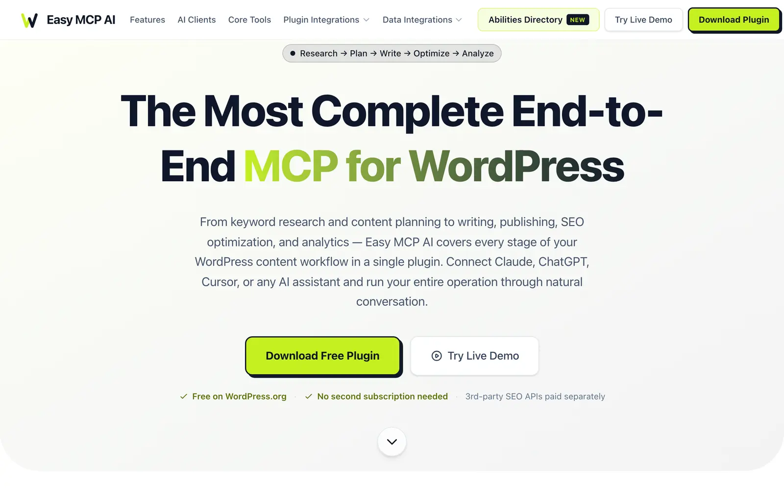 Screenshot of the Easy MCP AI website