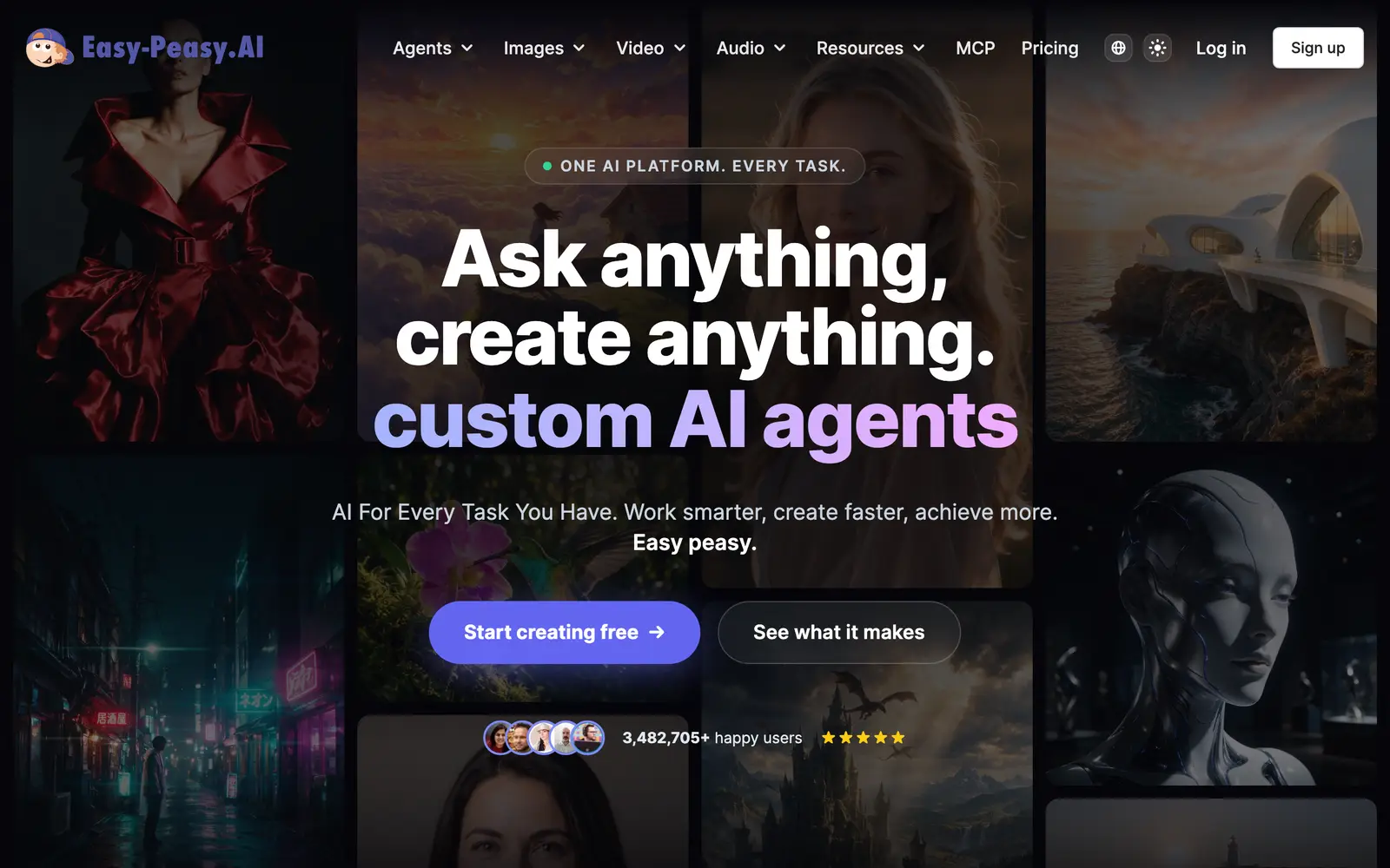 Screenshot of the Easy-Peasy.AI website