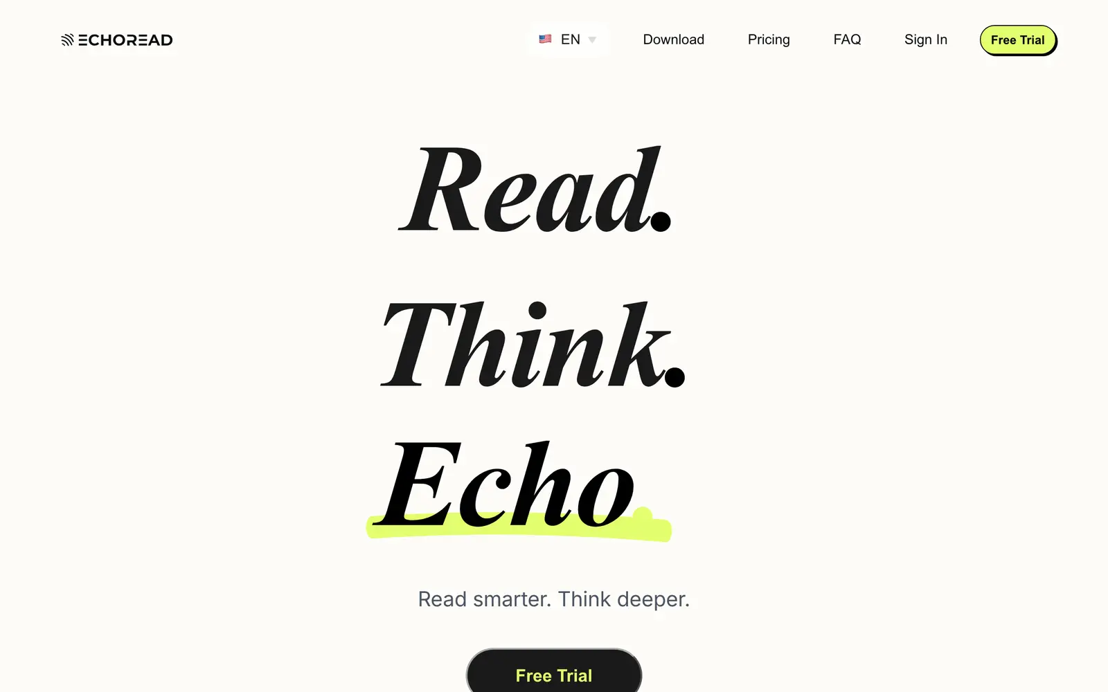 Screenshot of the EchoRead website