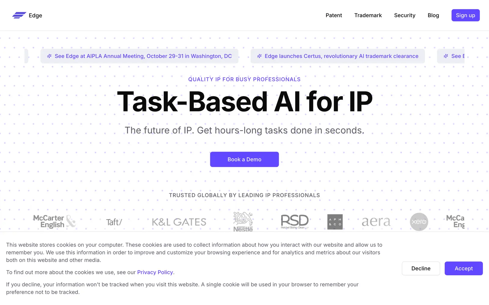 Screenshot of the Edge website