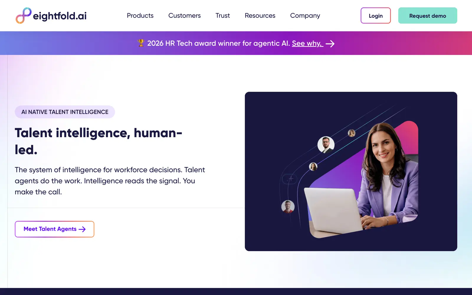 Screenshot of the Eightfold AI website