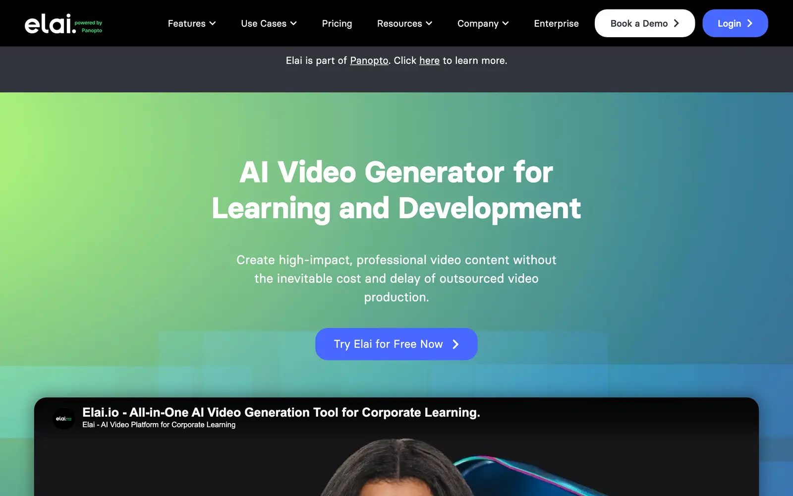 Screenshot of the Elai.io website