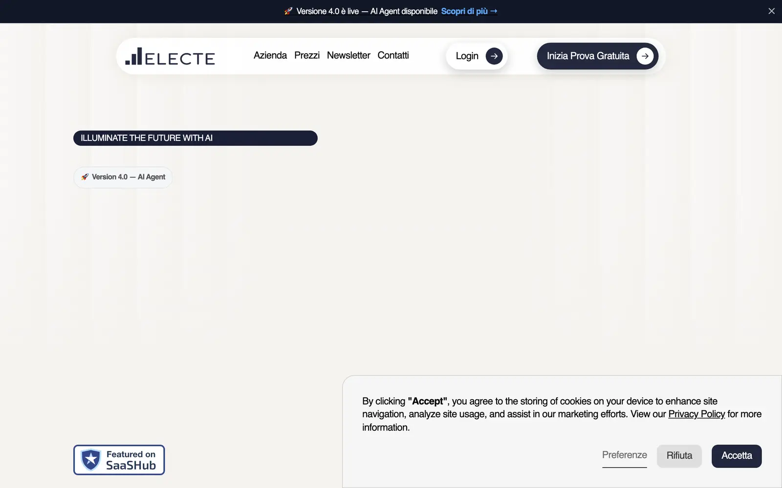 Screenshot of the Electe website