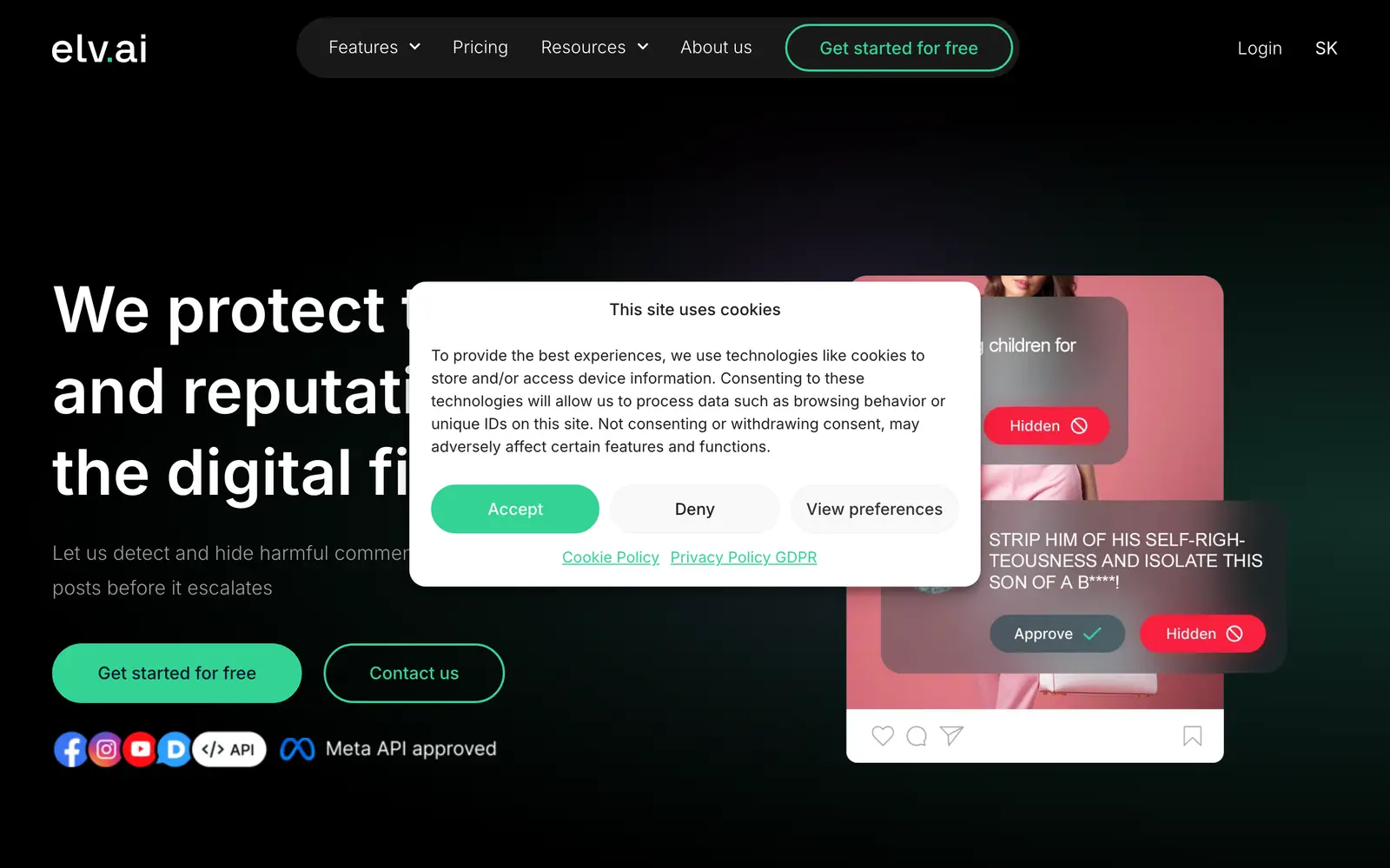 Screenshot of the Elv.ai website