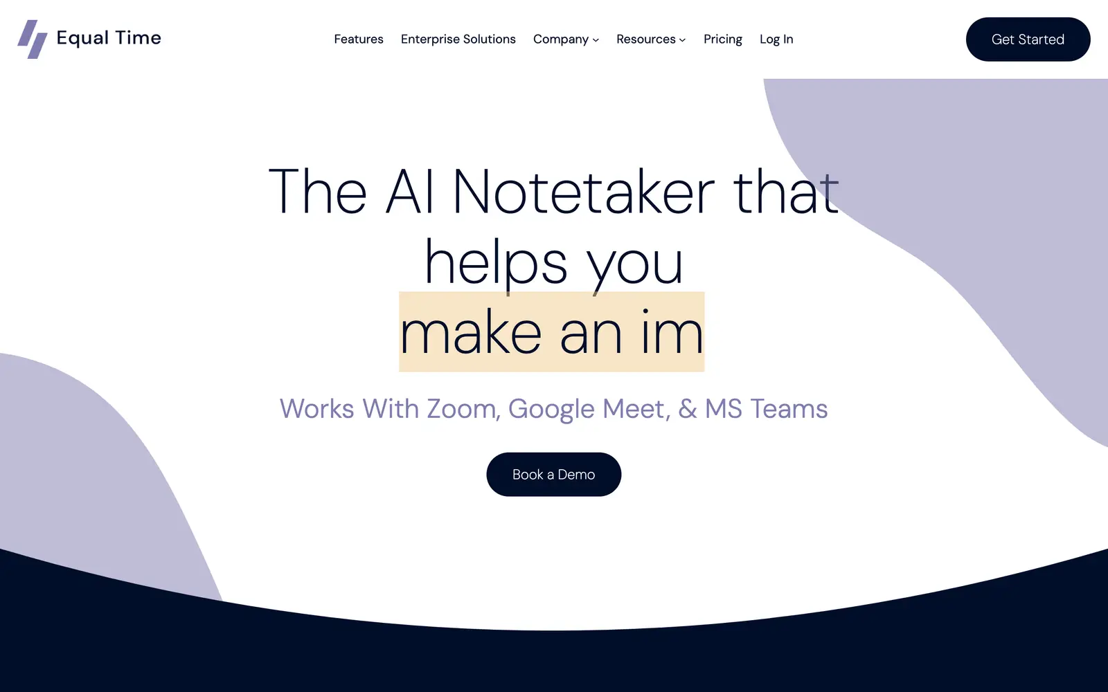 Screenshot of the Equal Time website