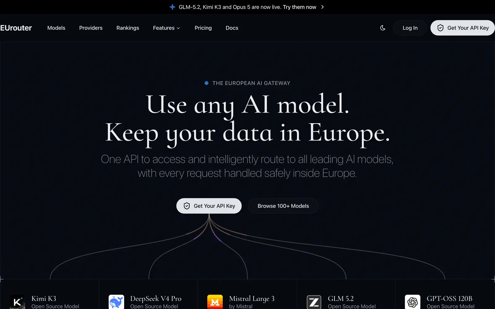 Screenshot of the EUrouter website