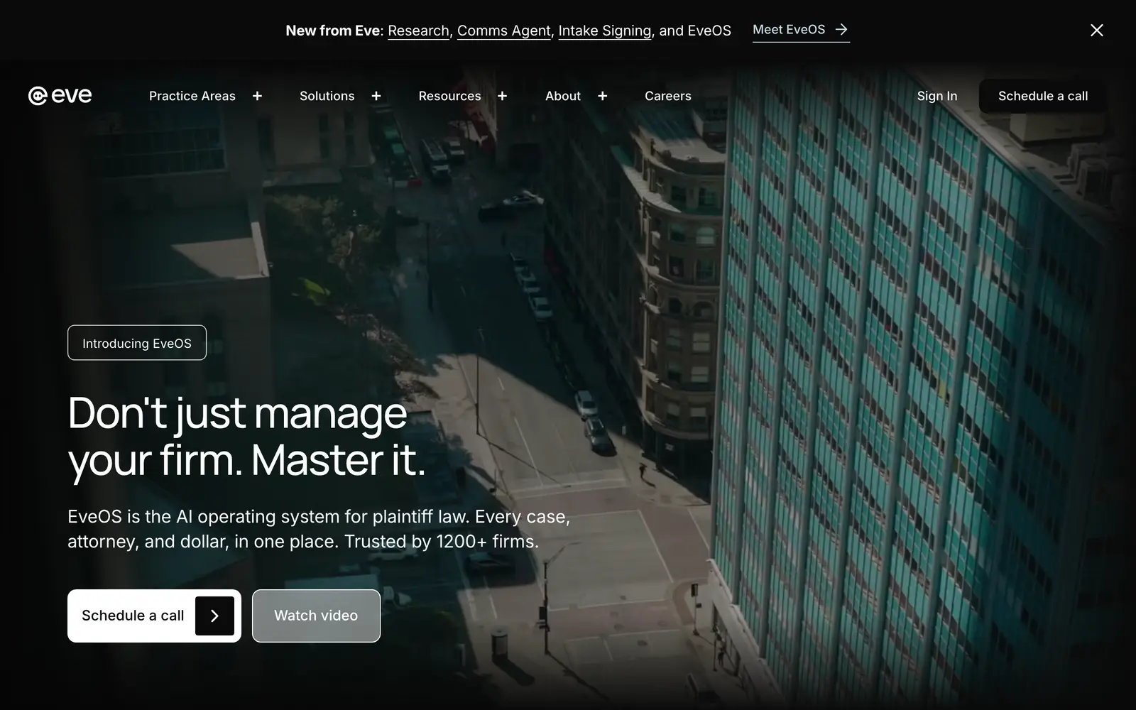 Screenshot of the Eve Legal website