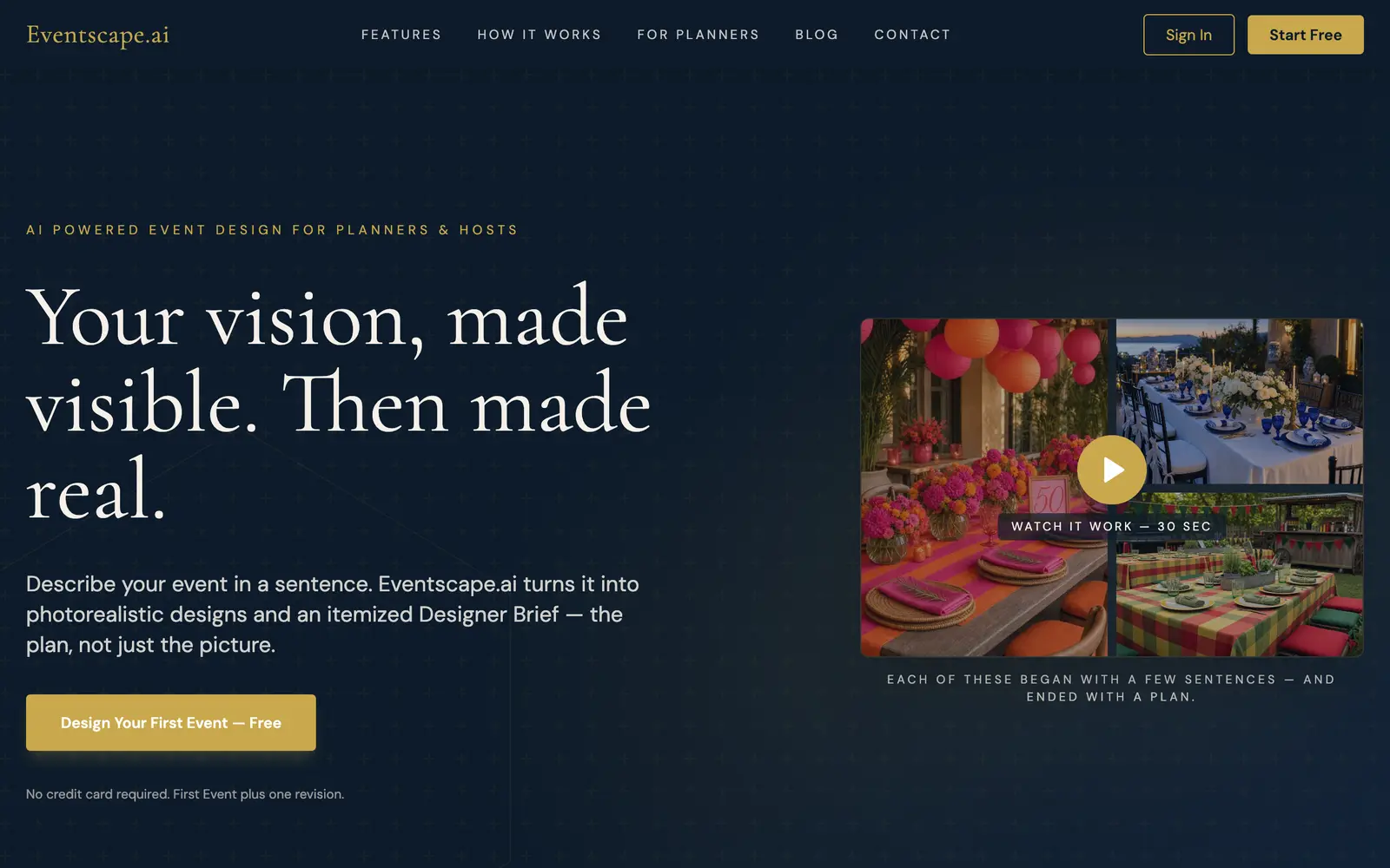 Screenshot of the Eventscape.ai website