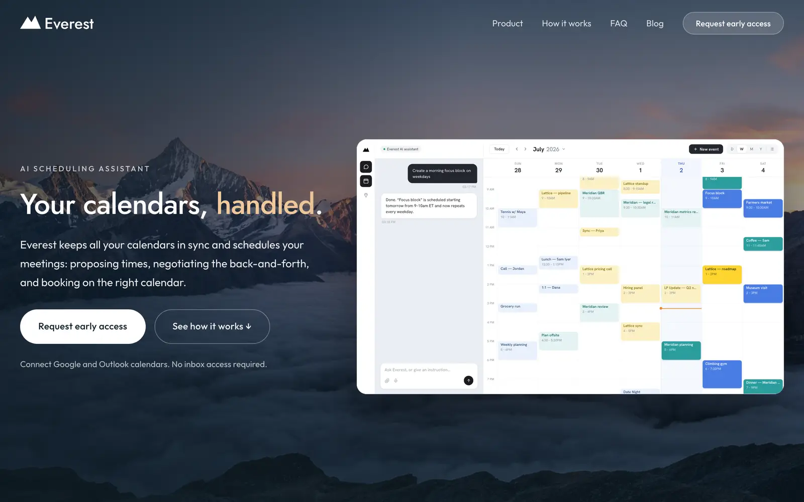 Screenshot of the Everest website