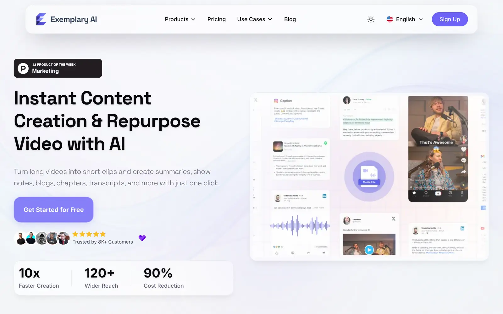 Screenshot of the Exemplary AI website