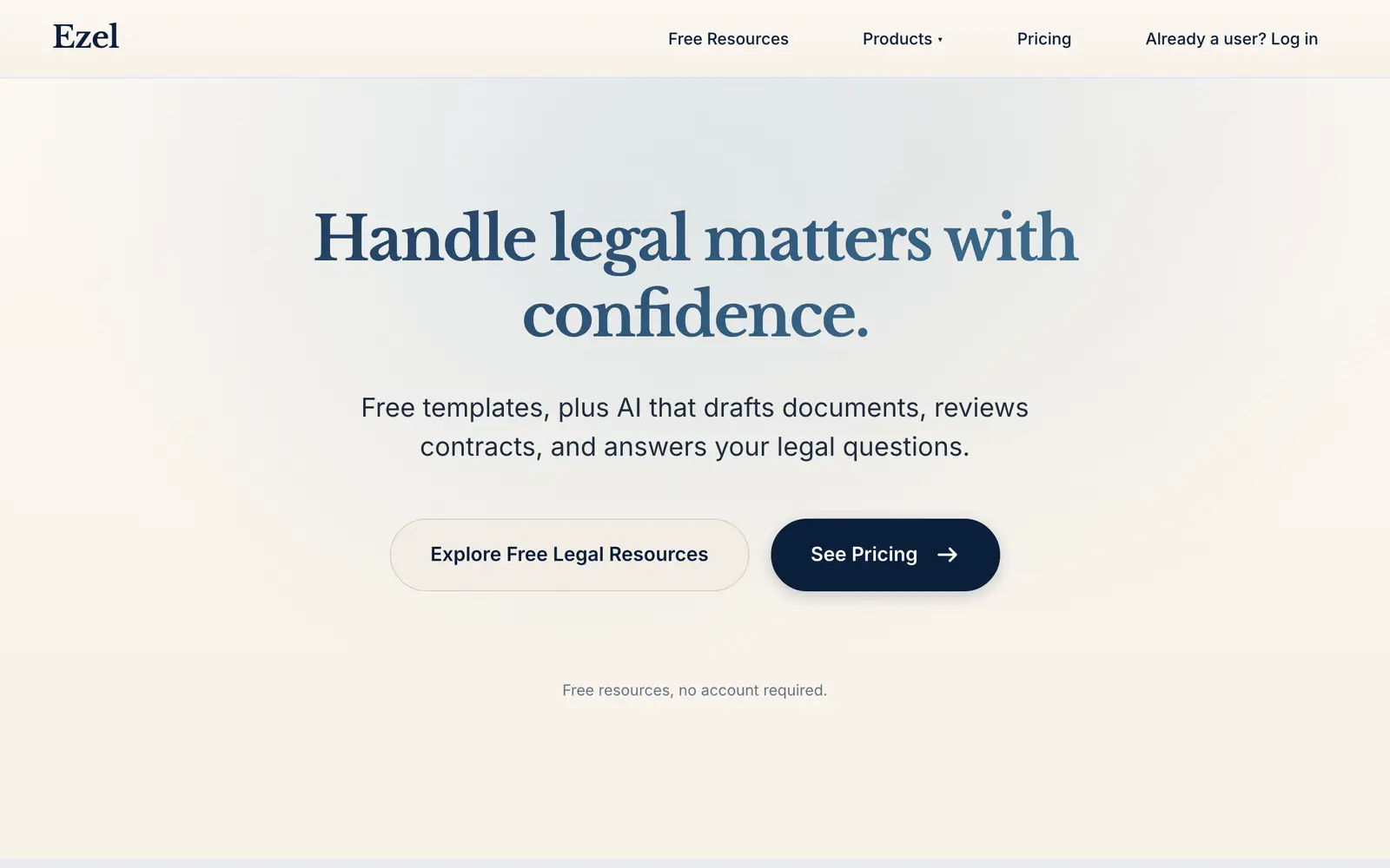 Screenshot of the Ezel website
