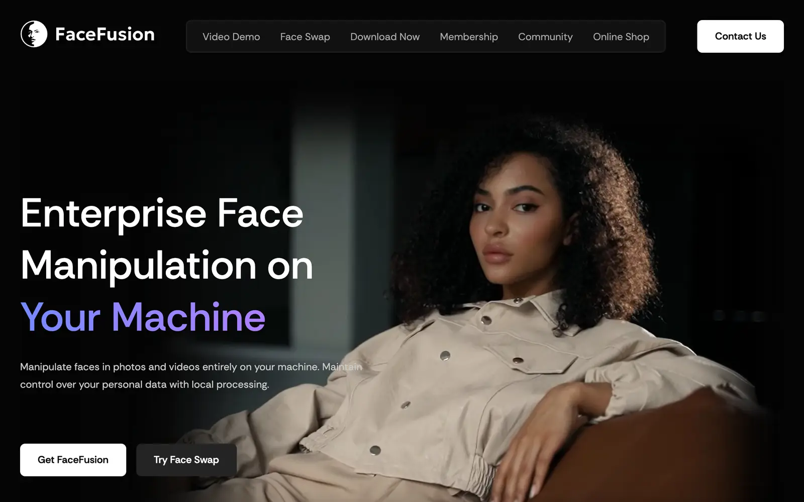 Screenshot of the FaceFusion website