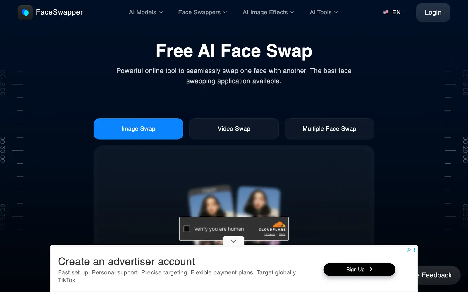 Screenshot of the FaceSwapper website