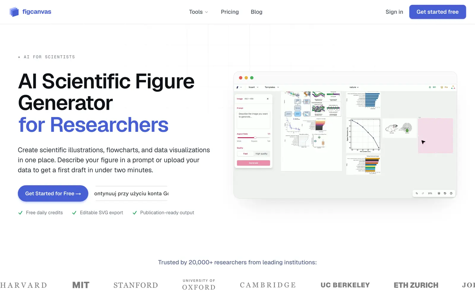 Screenshot of the FigCanvas website