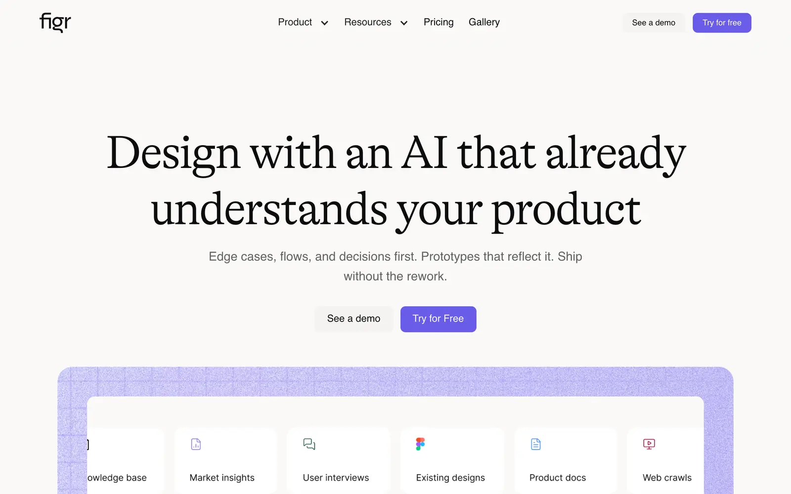 Screenshot of the Figr AI website