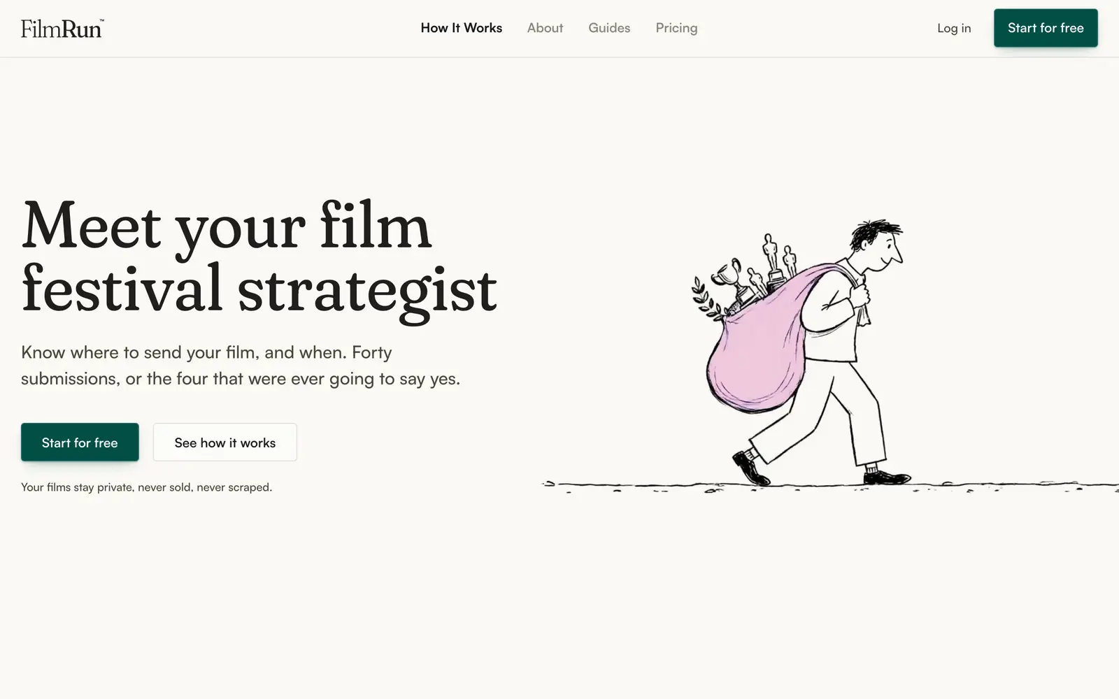 Screenshot of the FilmRun website