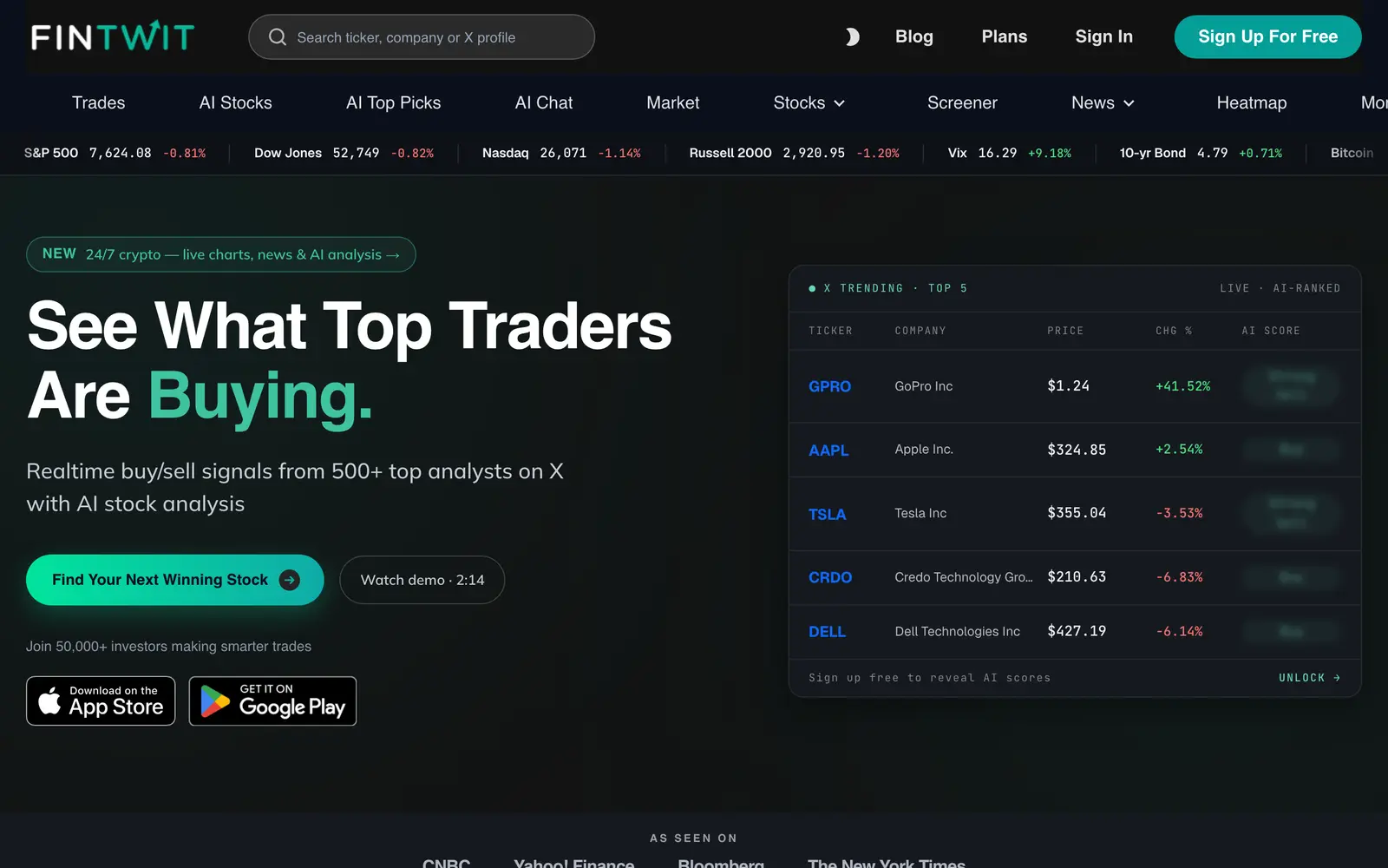 Screenshot of the Fintwit website