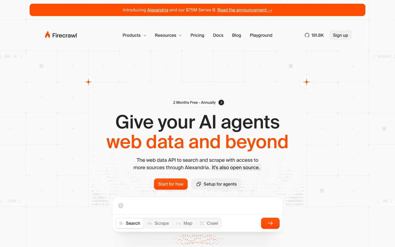 Screenshot of the Firecrawl website