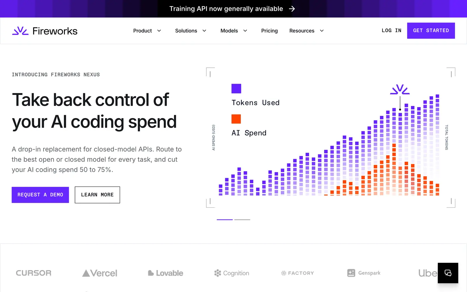 Screenshot of the Fireworks.ai website