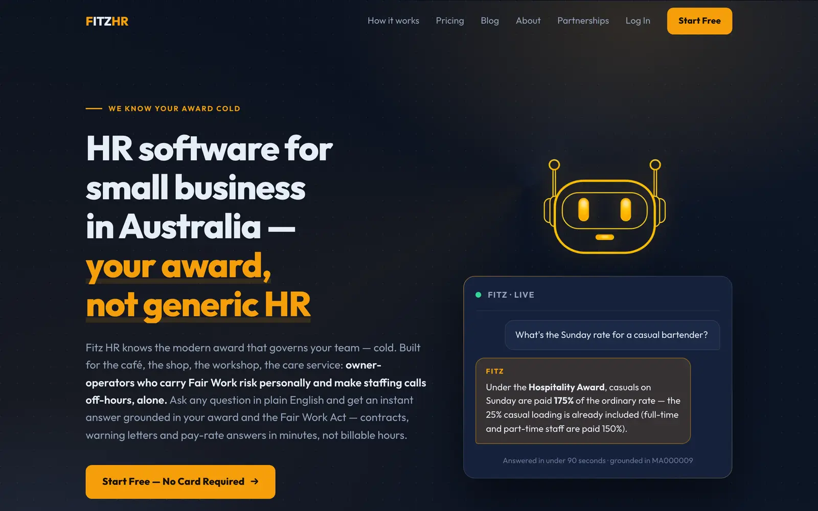 Screenshot of the Fitz HR Australia website