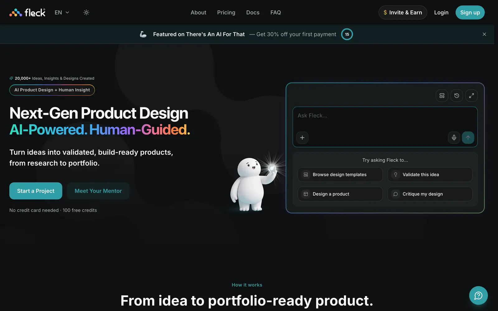 Screenshot of the Fleck AI website