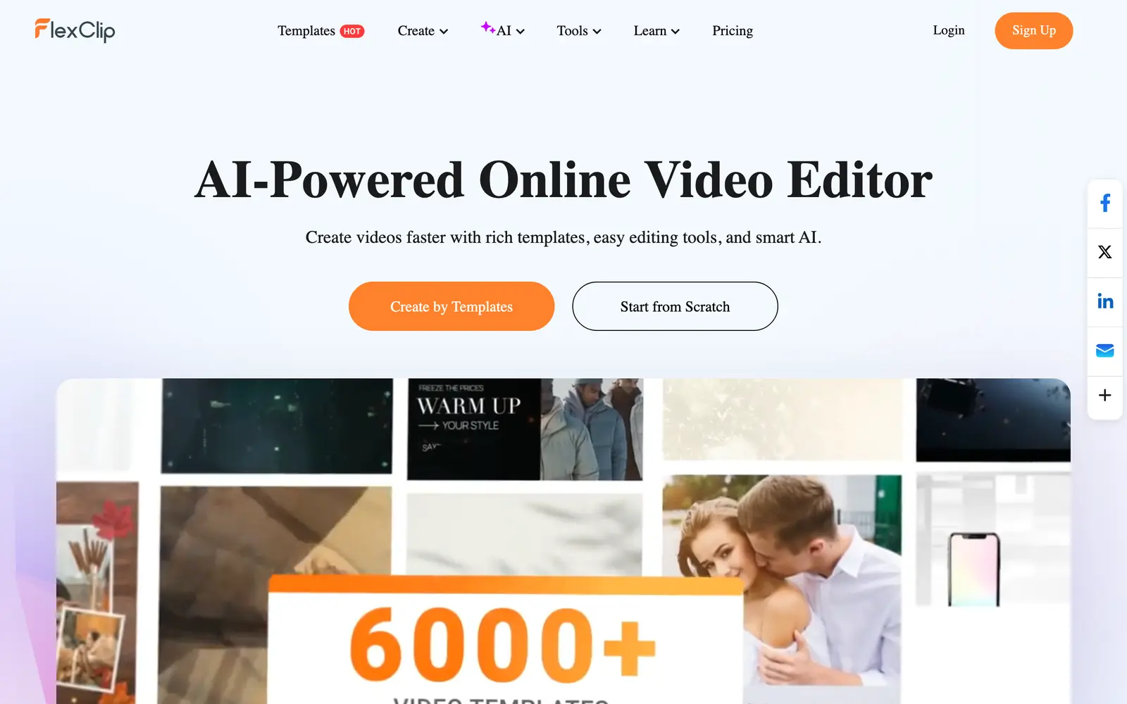 Screenshot of the FlexClip website