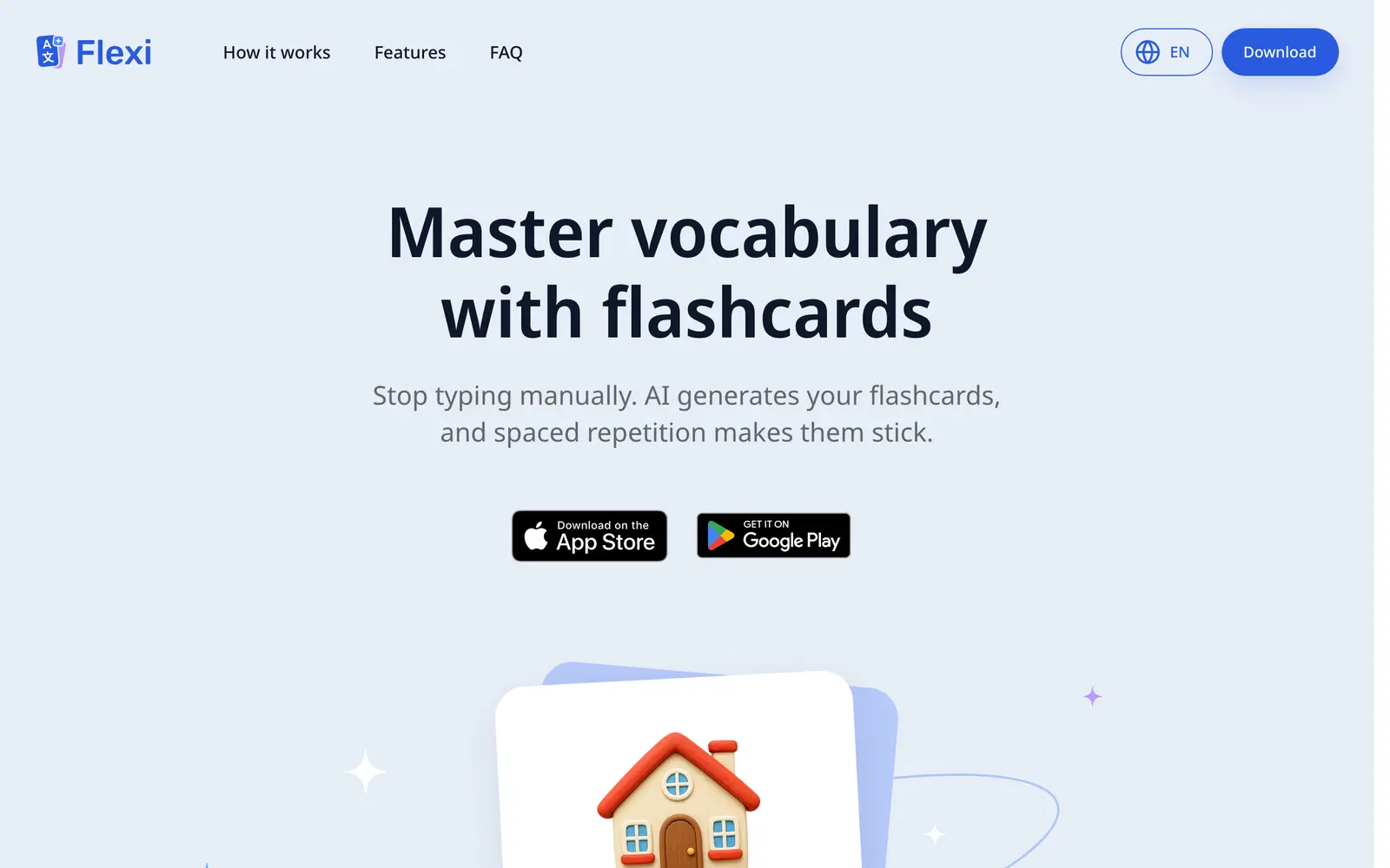 Screenshot of the Flexi Cards website