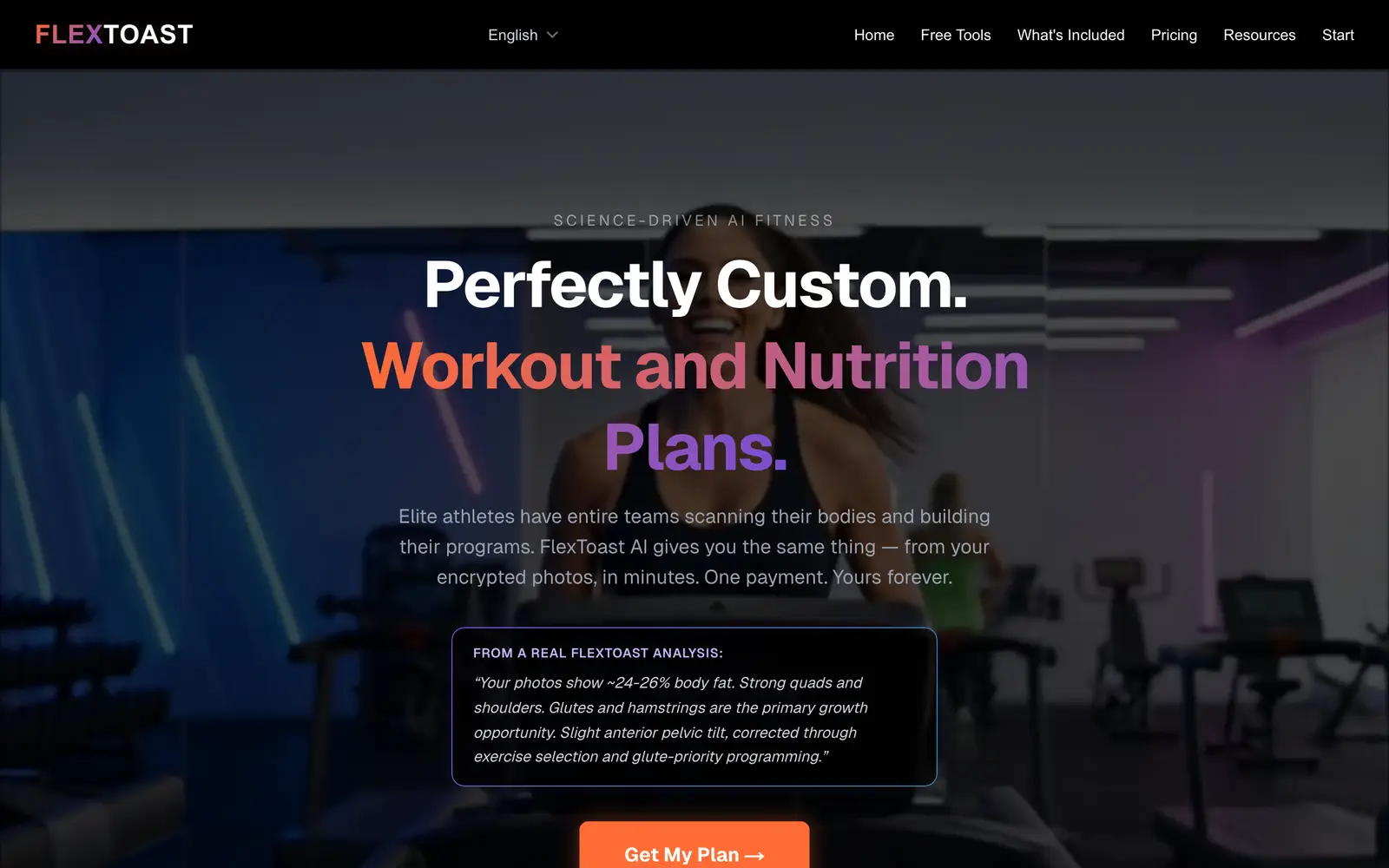 Screenshot of the FlexToast website