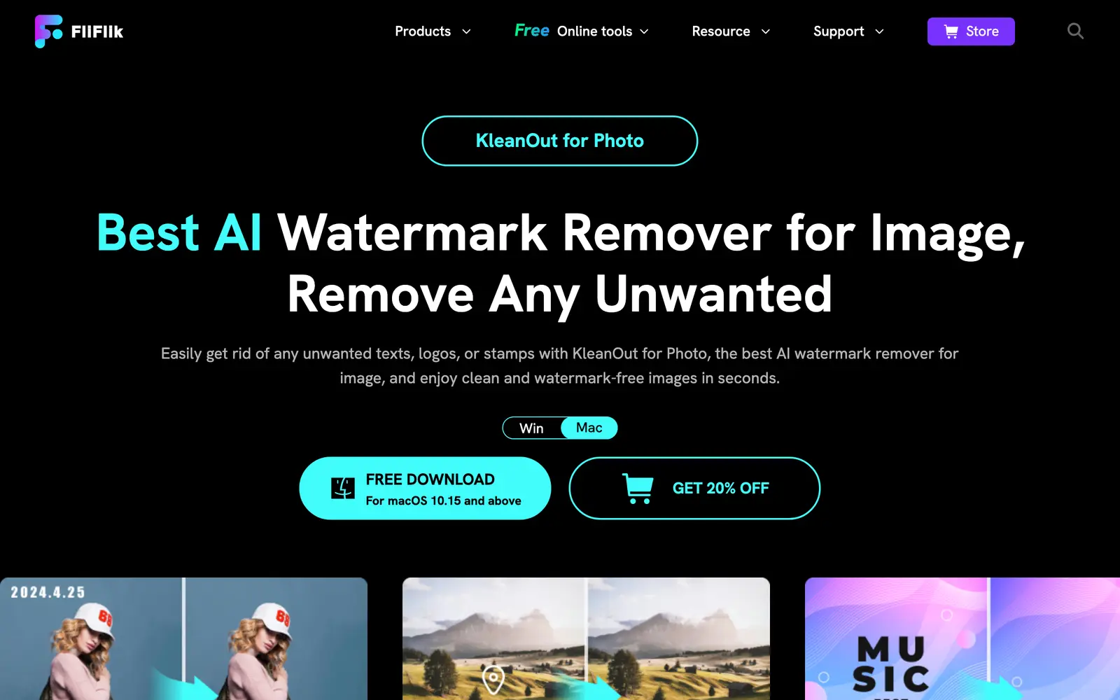 Screenshot of the FliFlik website