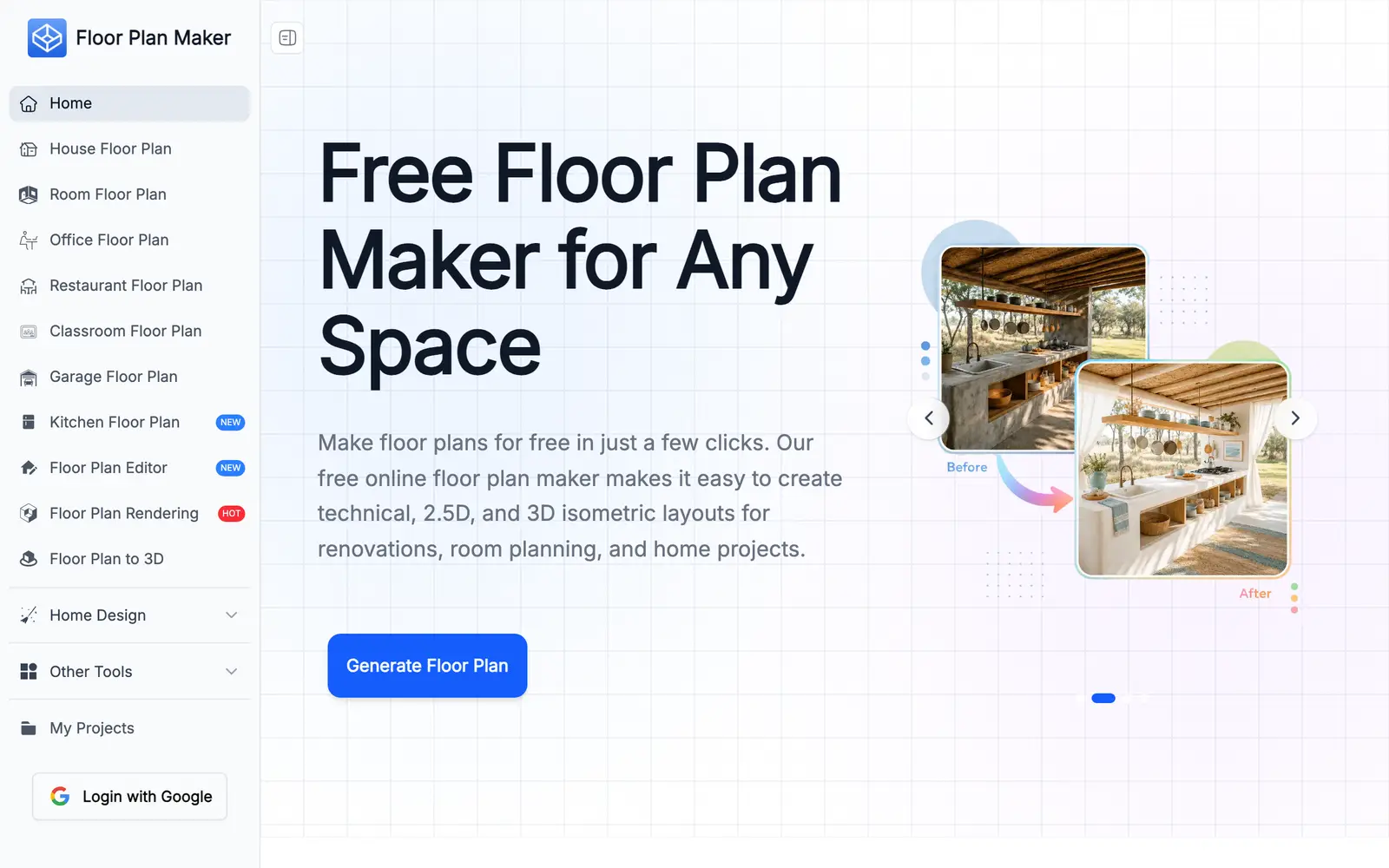 Screenshot of the Floor Plan Maker website