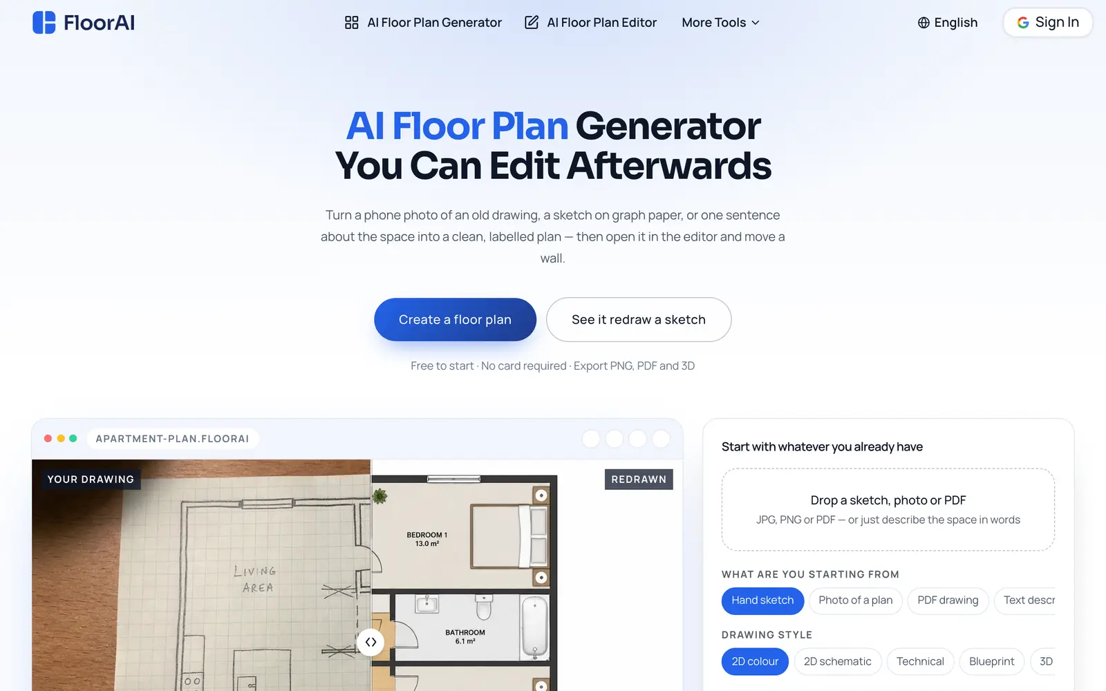 Screenshot of the FloorAI website