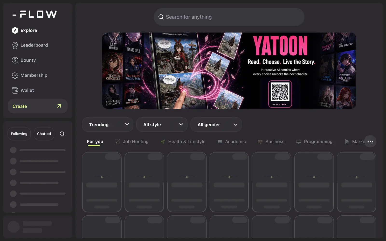 Screenshot of the FlowGPT website