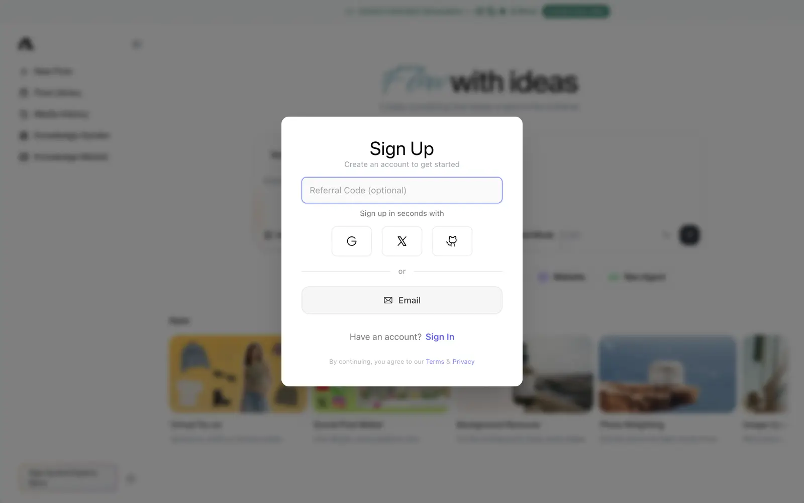Screenshot of the Flowith website