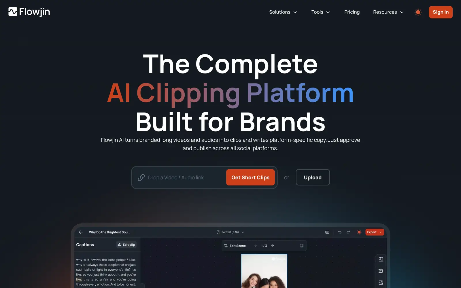 Screenshot of the Flowjin website