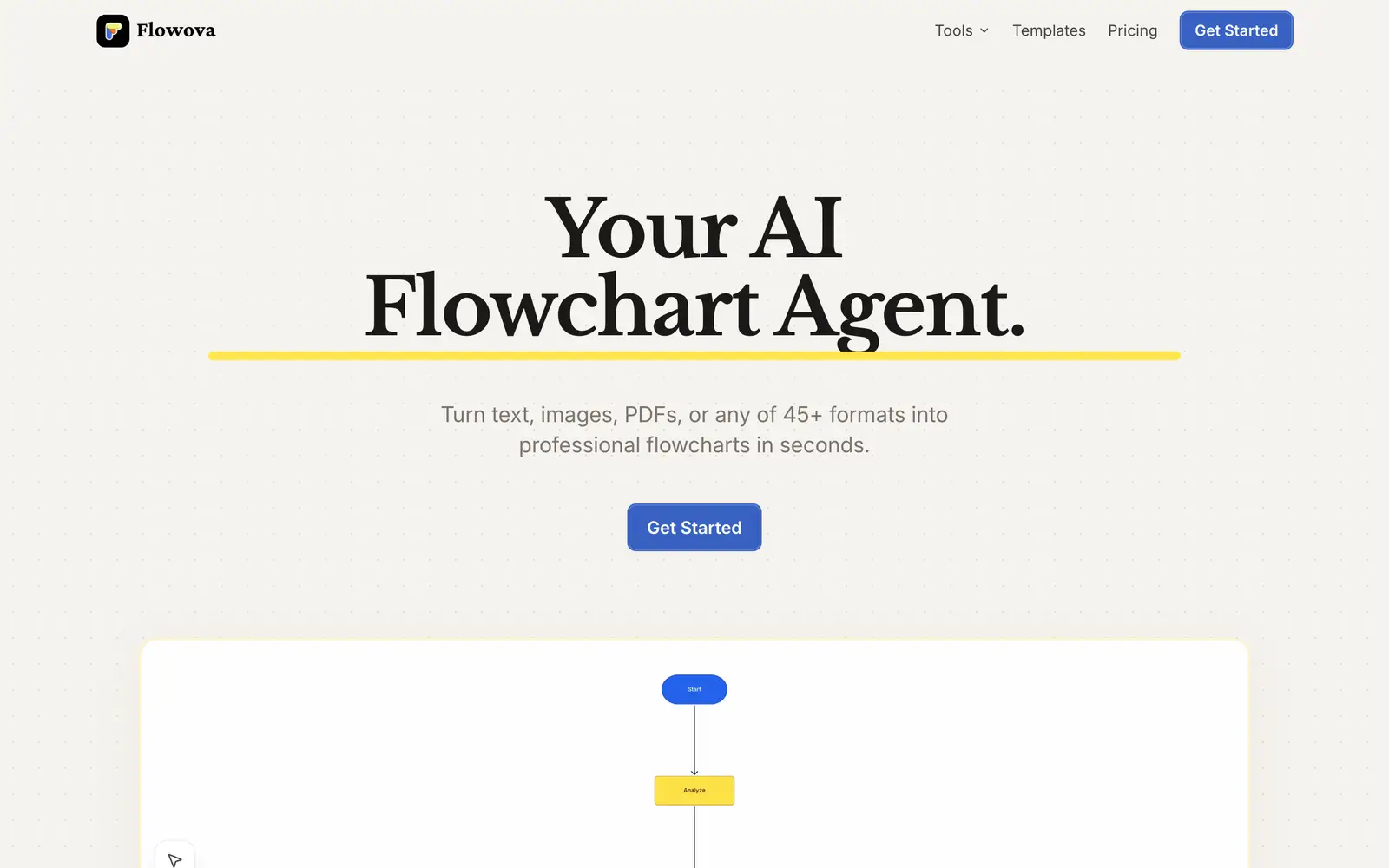 Screenshot of the Flowova website