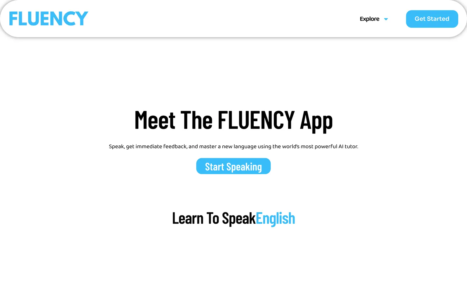 Screenshot of the Fluency website