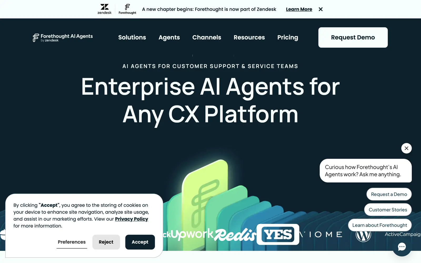 Screenshot of the Forethought website