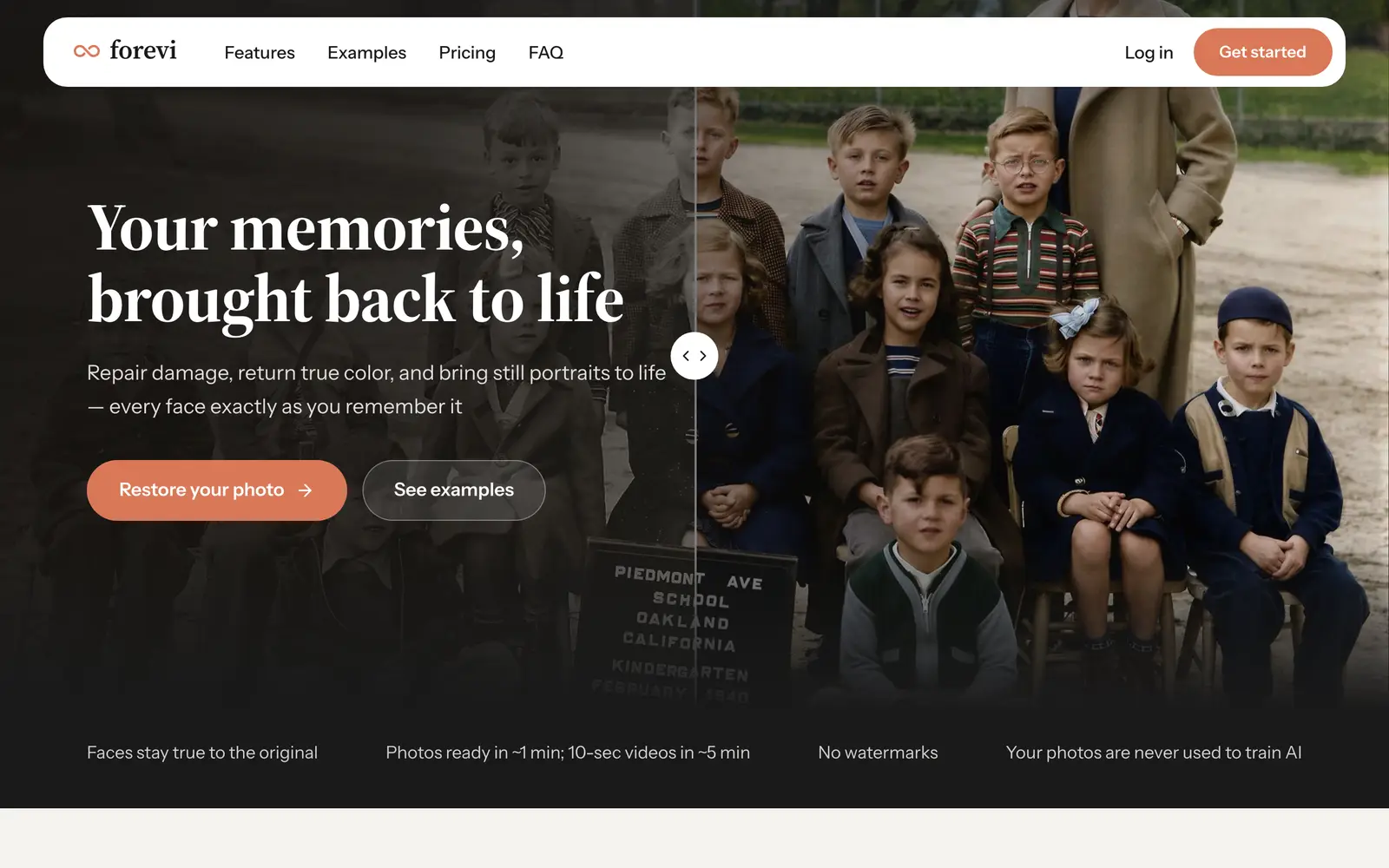Screenshot of the Forevi website