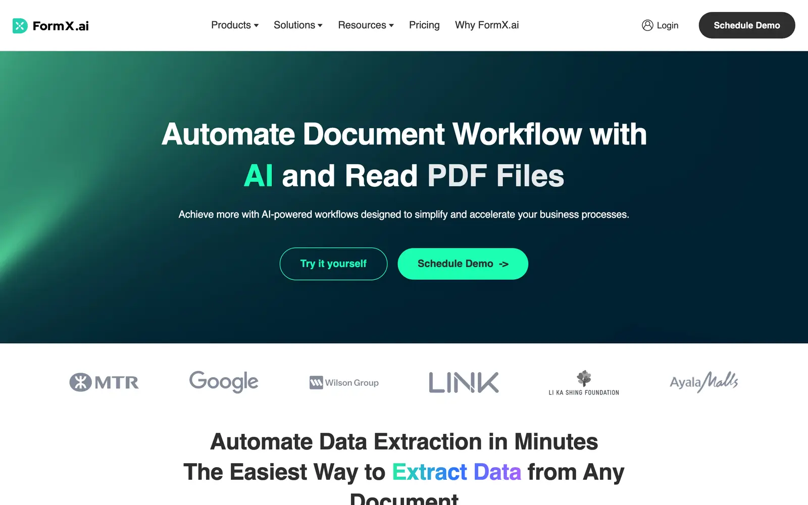 Screenshot of the FormX.ai website