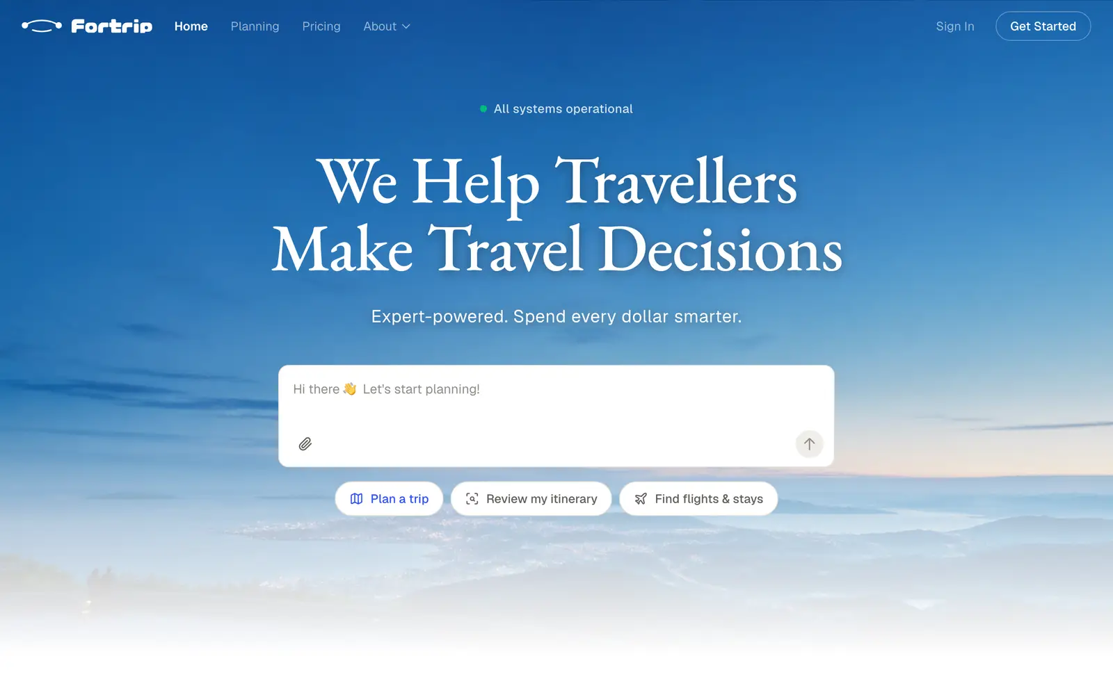 Screenshot of the Fortrip website