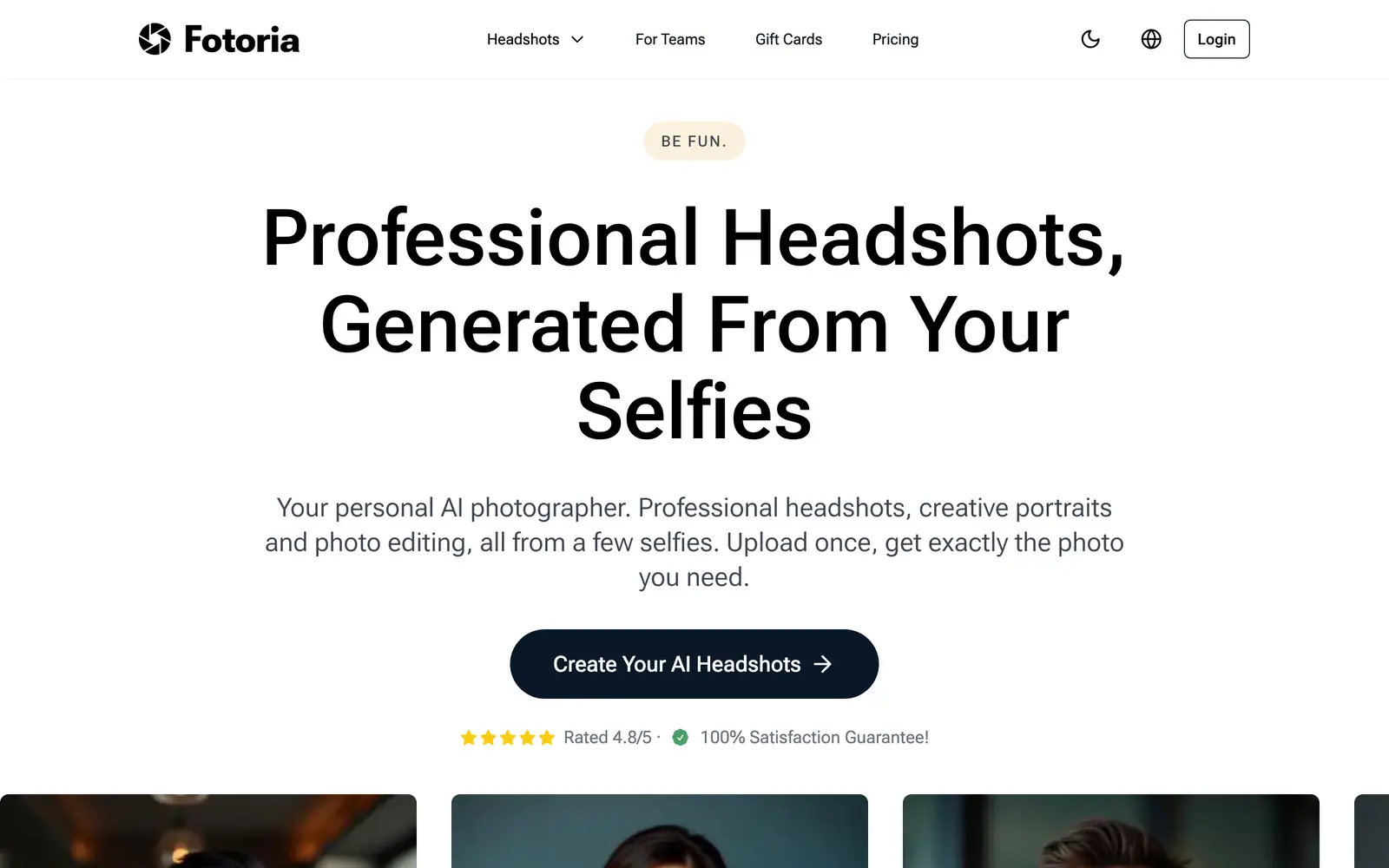 Screenshot of the Fotoria website