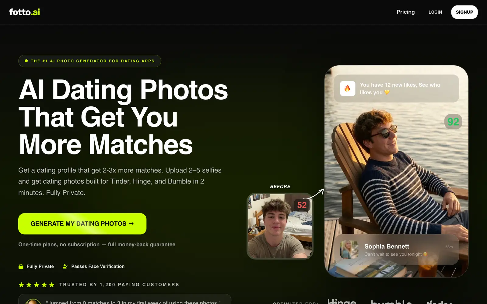 Screenshot of the Fotto AI website